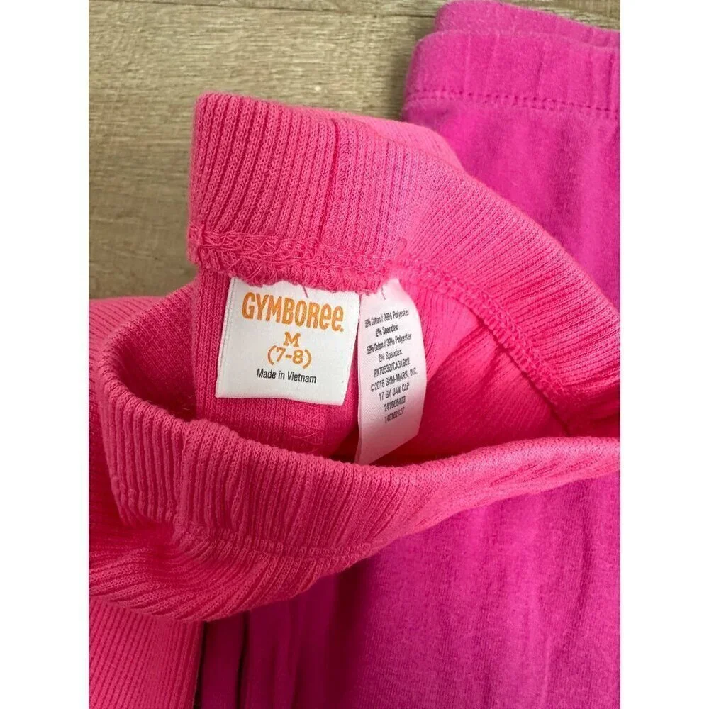 2 Gymboree Girls Leggings Size M 7-8 Pink & Fuchsia Cotton Polyester Blend